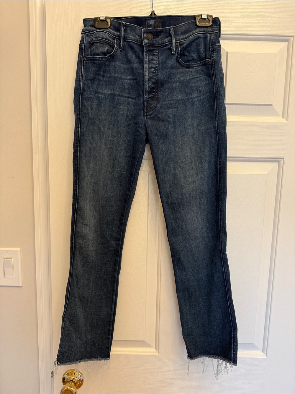 MOTHER Slim Straight Jeans in Dark Blue Wash
